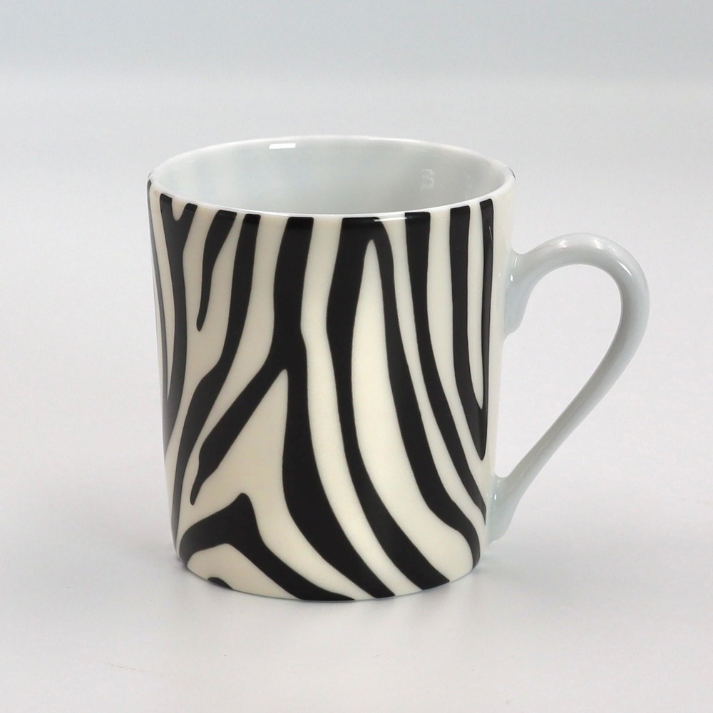 Philippe Deshoulieres Limoges Mug Zebra Print Small BlackWhite France Safari Cup
